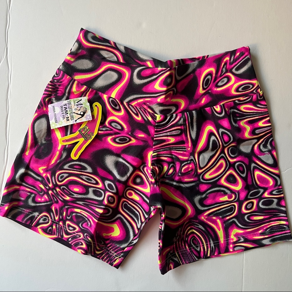 COPY - Neon disco Workout biker shorts S/M  NWT